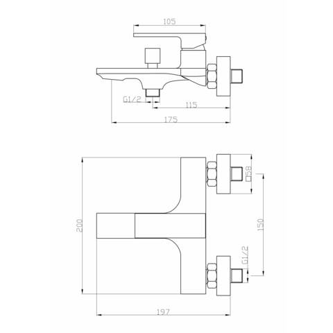 Orange Lutz M04-100b однозахватный смеситель для ванны/душа без аксессуаров. Цвет: чёрный Черный sun-id-1517308 - Вид №1