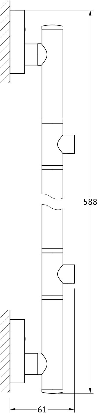 ELL 074 Штанга для 2-х аксессуаров 58 cm FBS Ellea - Вид №1