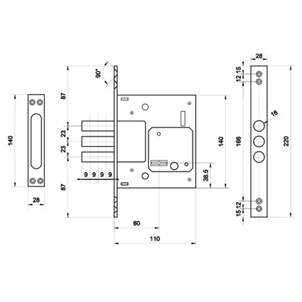 PALLADIUM Врезной замок с сувальдным механизмом для входных дверей 17167608 STLM-0007610 - Вид №4