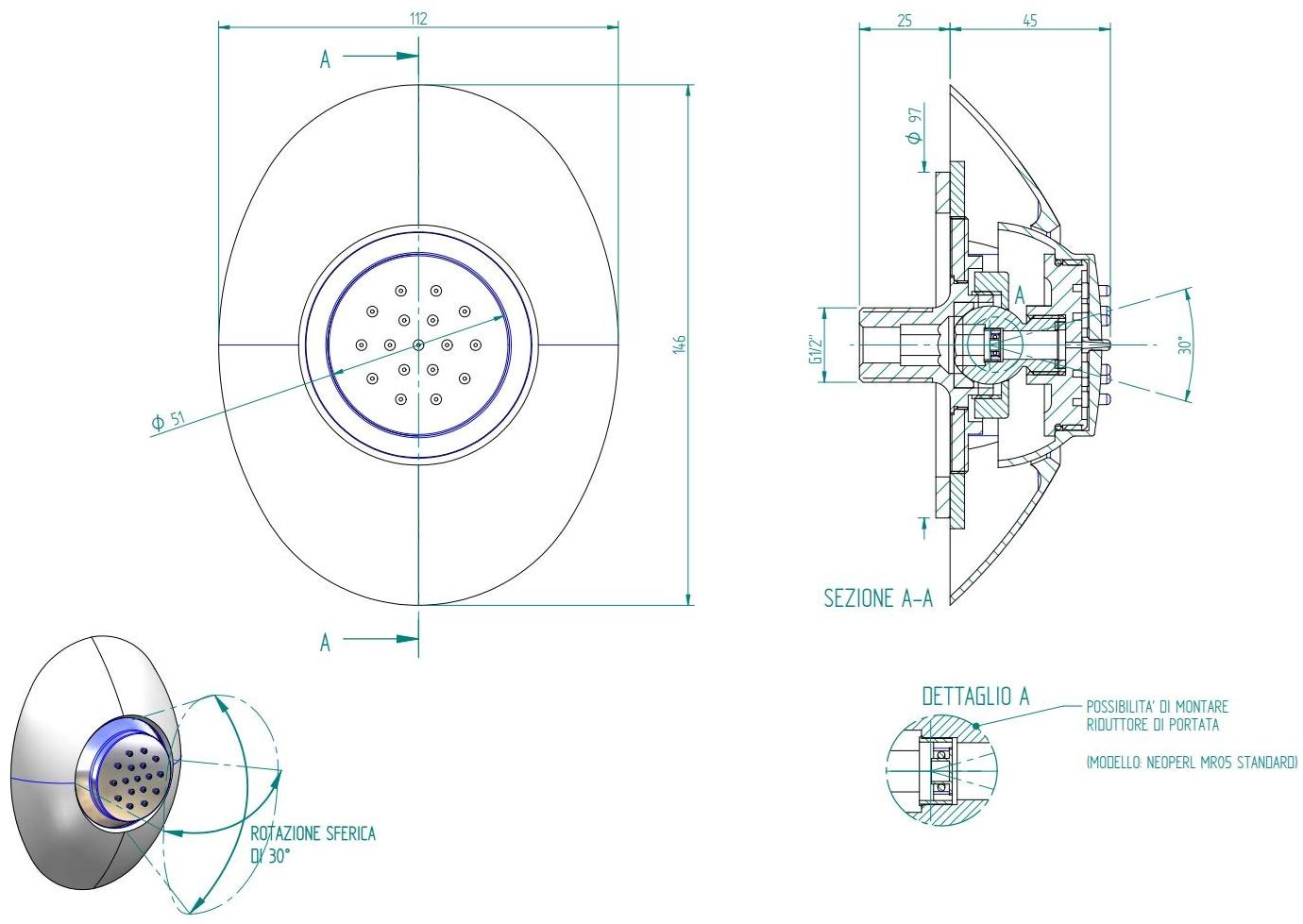 ZAZZERI Встроенный боковой душ Virgin sun-id-1412264 - Вид №1