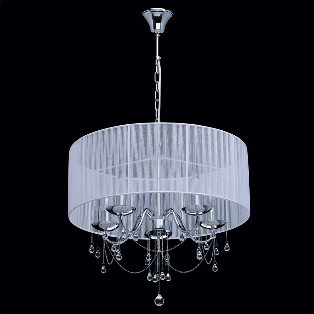 Люстра Нора 5xE14x60 Вт, металл/текстиль, цвет хром/белый MW-Light STLM-2124831 - Вид №1