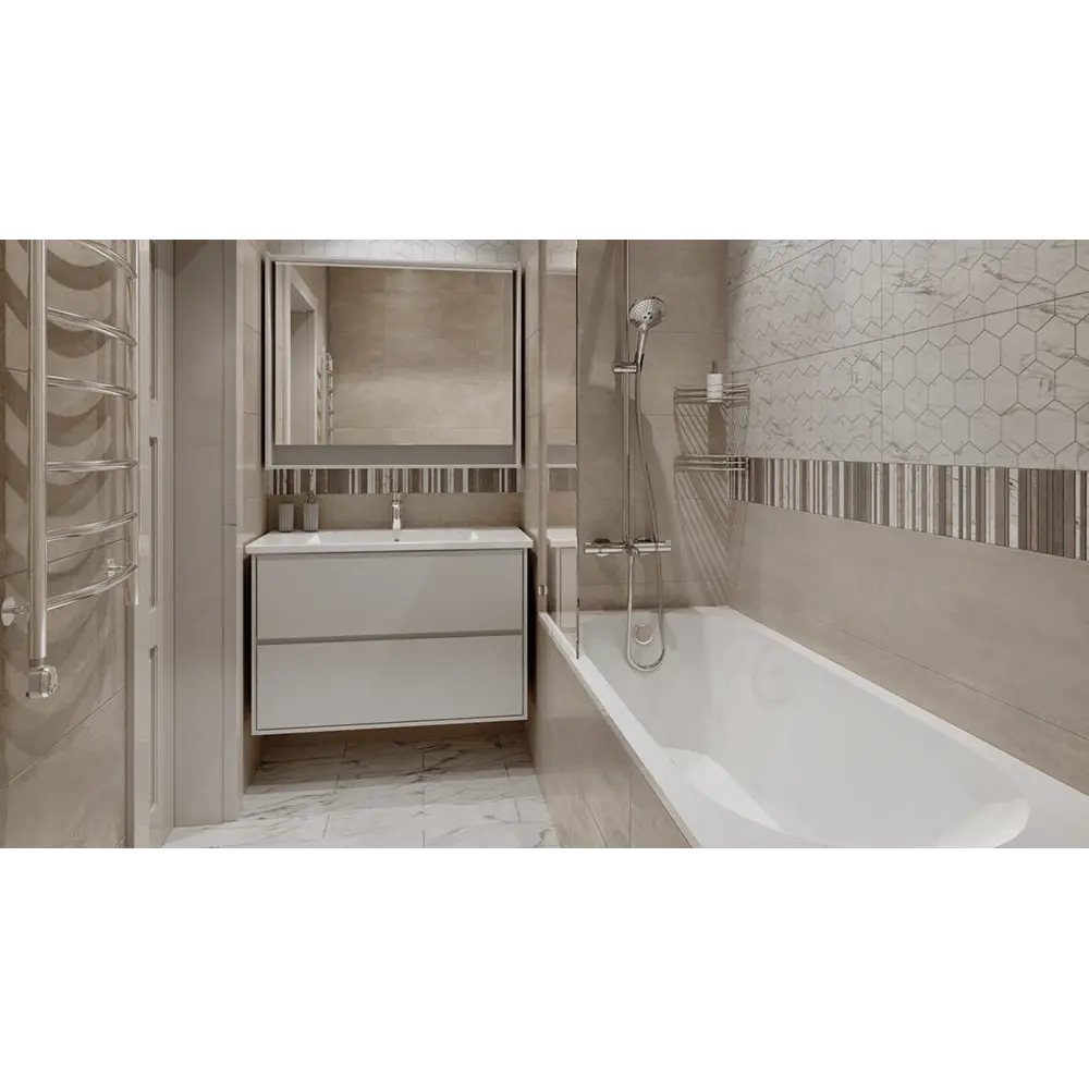 Плитка настенная Marble «Гексо» 60x30 см 1.62 м2 цвет белый матовый BELANI STLM-2145793 - Вид №9