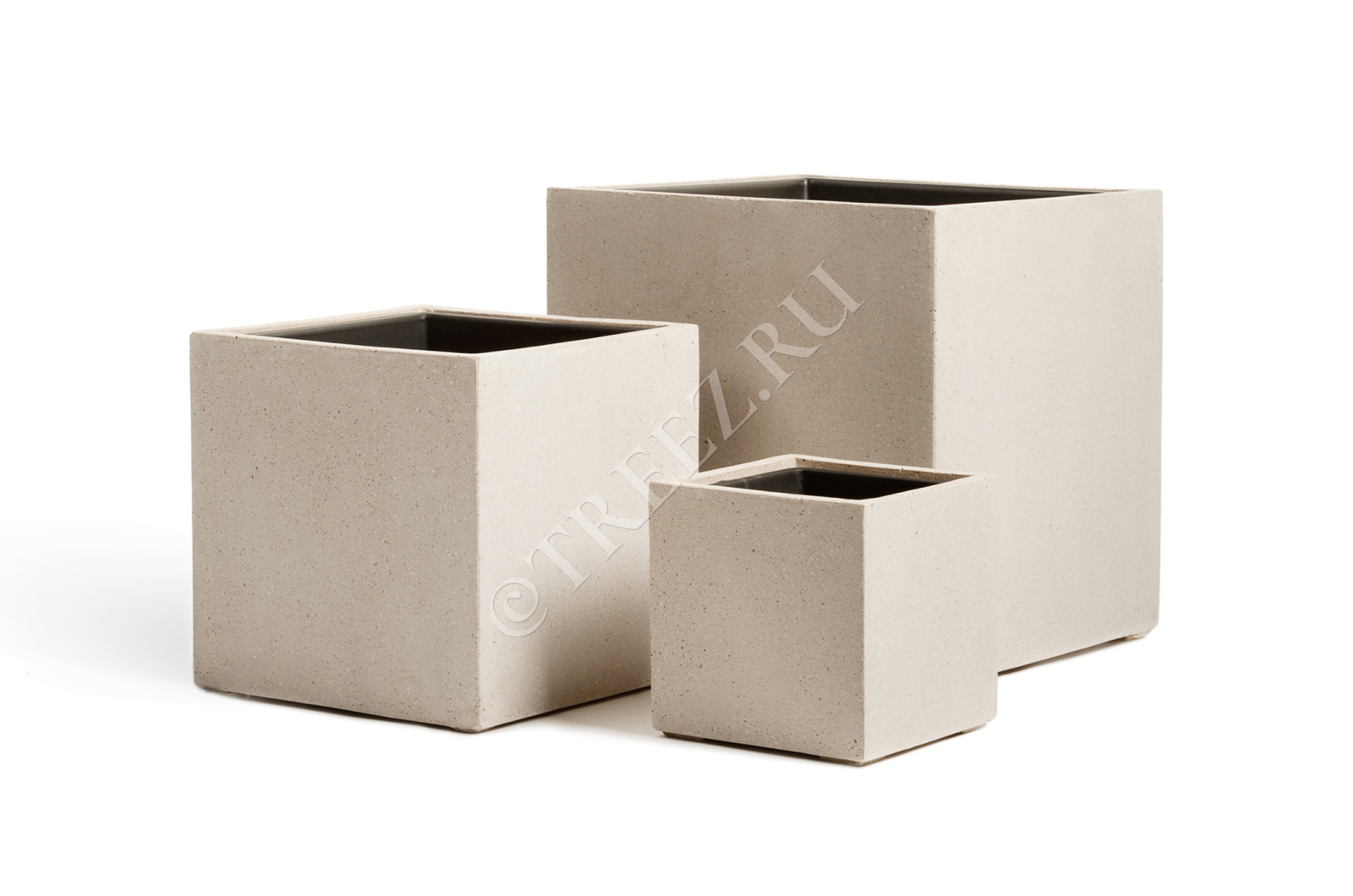 41.3317-02-005-BE-30 Кашпо  Effectory - серия Beton - Куб - Белый песок Цветочная коллекция 