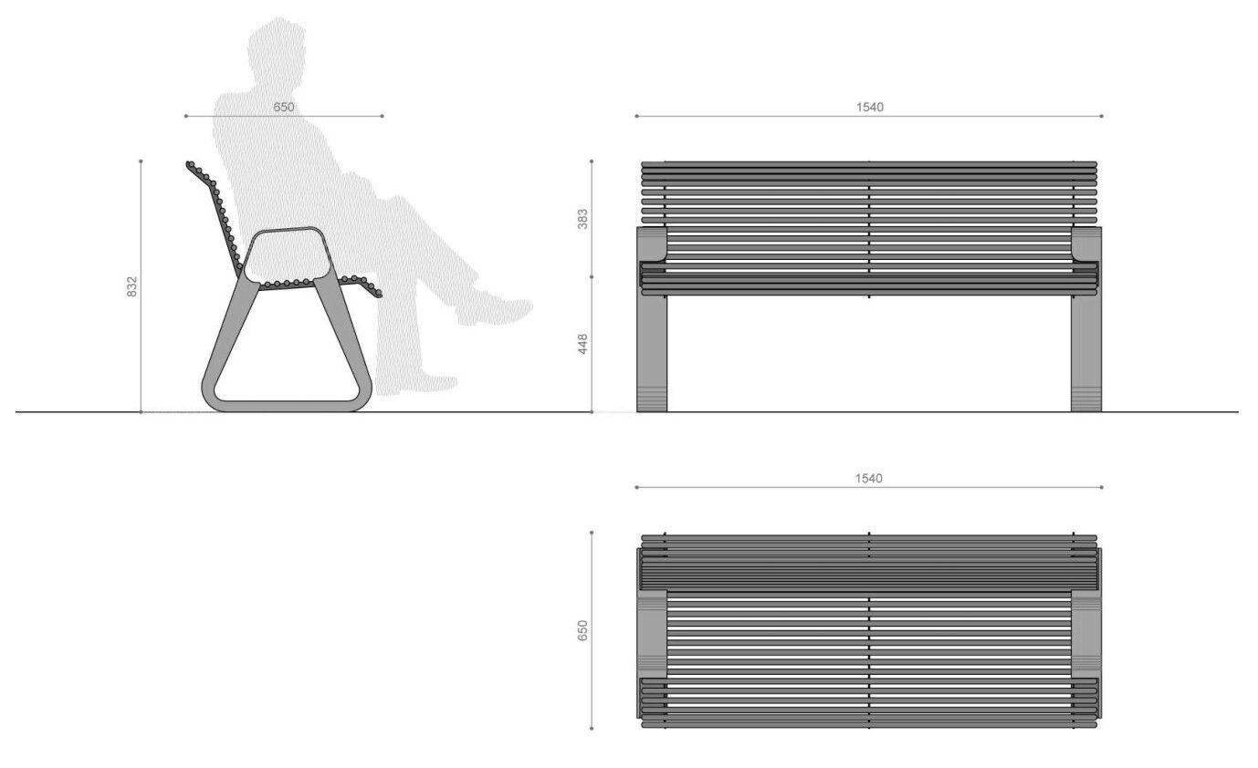 Оцинкованная стальная скамья со спинкой Viscio Urban Design GINGER ARCH-00123550 - Вид №12