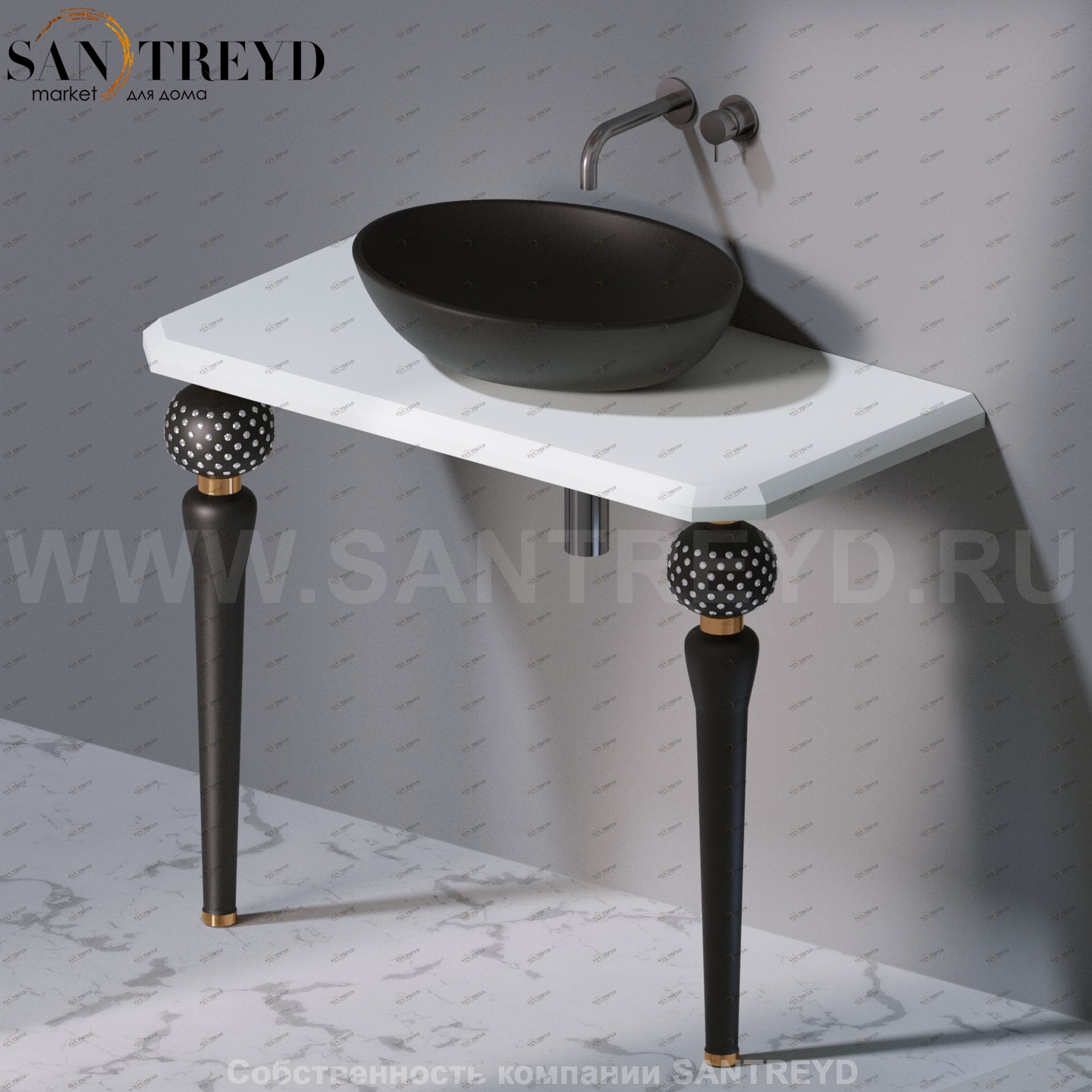 AeT ITALIA Deco Консольный столик с индивидуальными черными ножками со стразами С270.105SW С270105SW