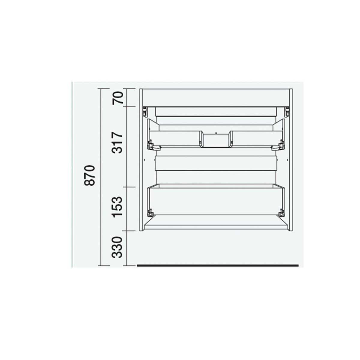 23330 SALGAR Мебель для умывальника FUSSION LINE 900 2 ящика GLOSS GREY 897 x 540 x 450 мм Глянцевый серый - Вид №4