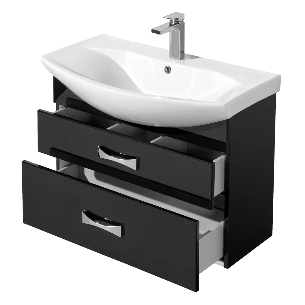 Тумба под раковину подвесная Aquaton Адель 80 см цвет чёрный STLM-2058746 - Вид №5