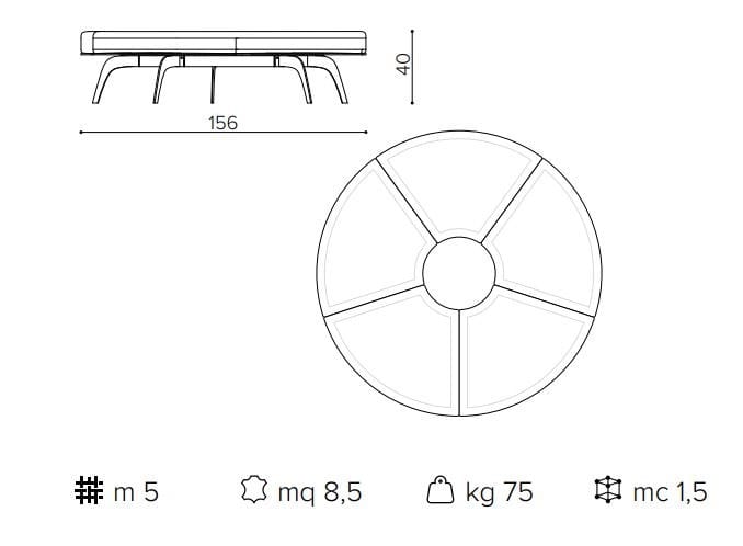 Изогнутая скамья из ткани True Design многоножка ARCH-00035043 - Вид №11