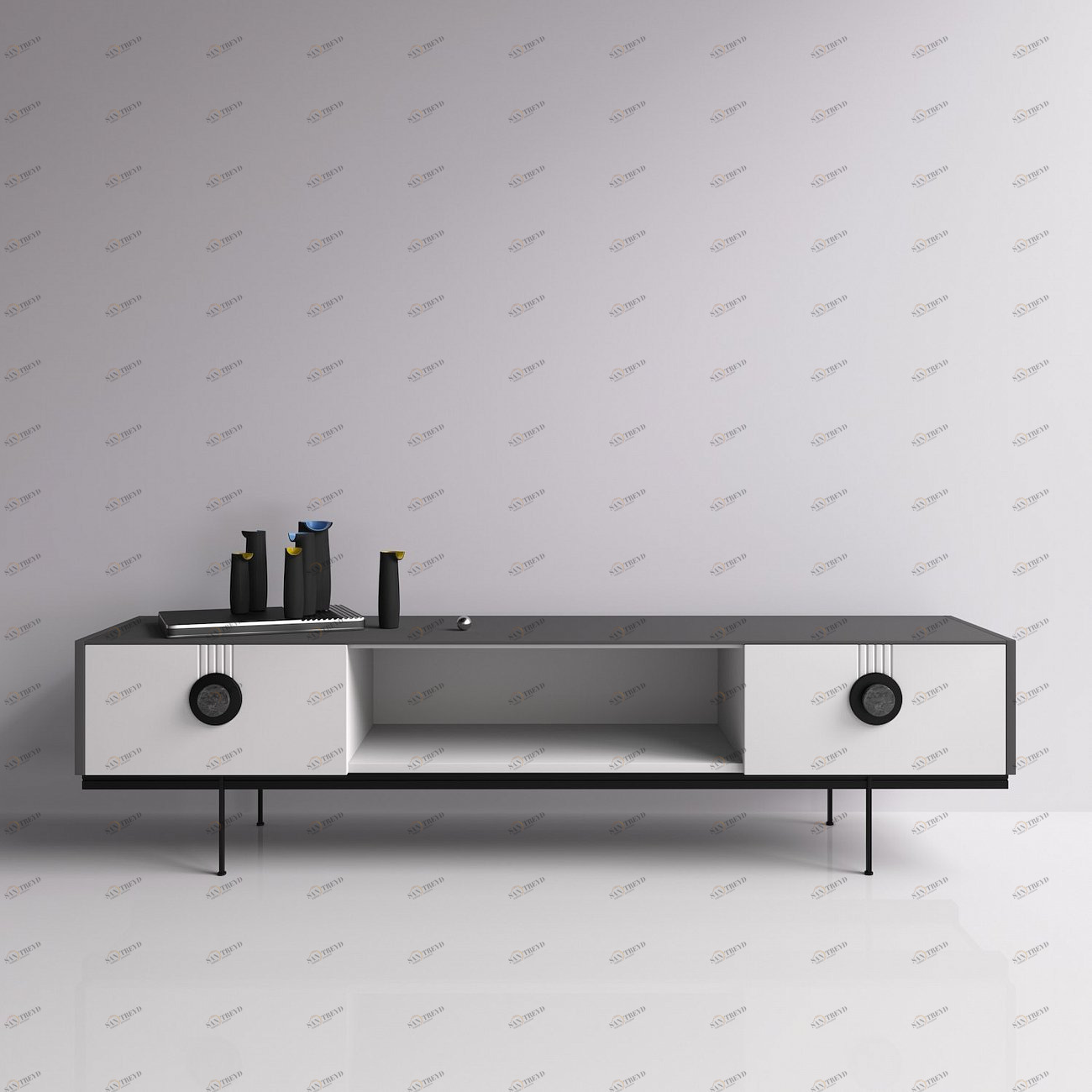 Тумба под телевизор бело-серая Lago BRAGIN DESIGN LIVING 00-3974648 Белый;серый