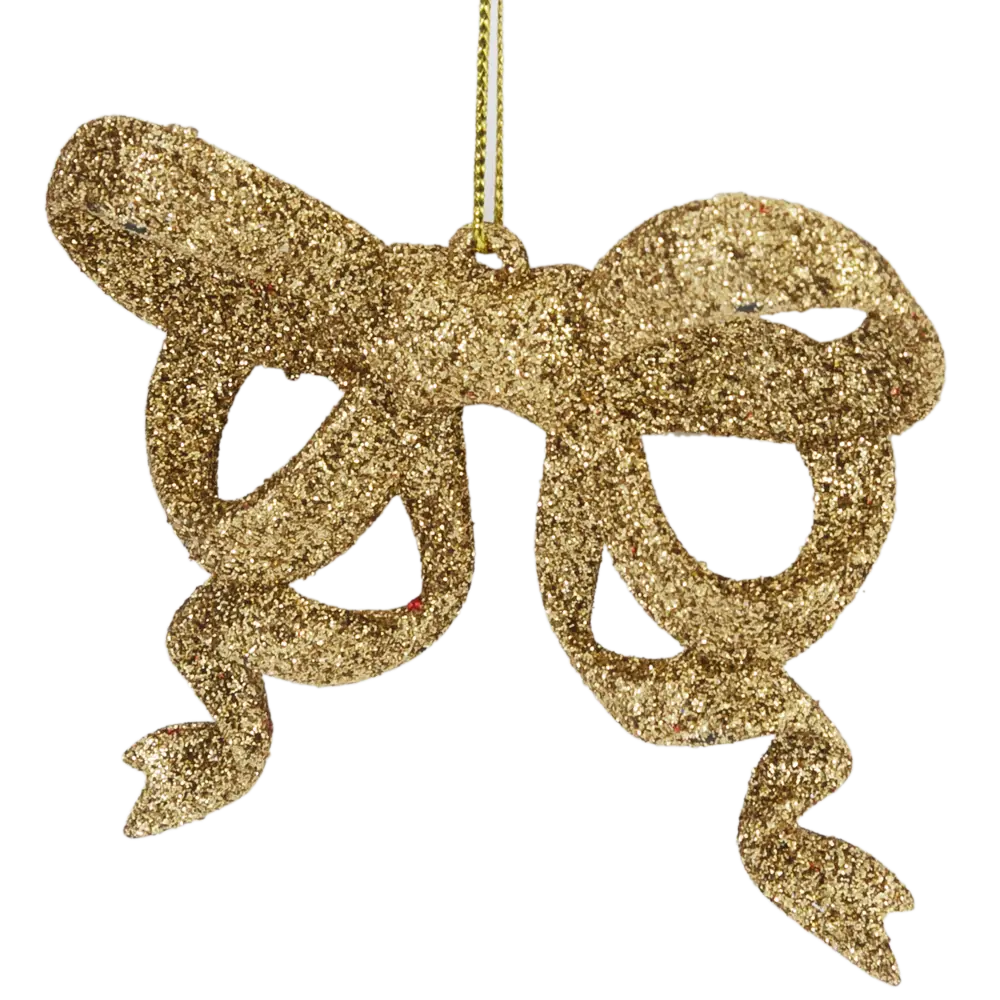 85156540 Елочная игрушка «Бантик» 9 см глиттер золотой STLM-0966770 Santreyd  - Вид №1
