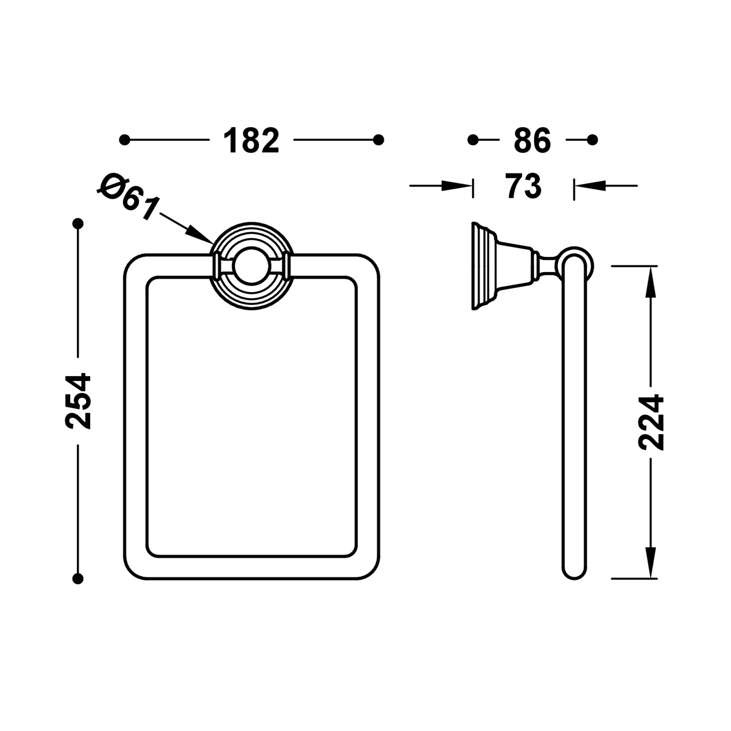 Вешалка для полотенец с квадратным кольцом-02463609LM TRES  - Вид №1