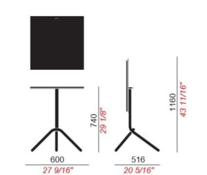 Квадратный стол с откидным верхом из листового металла