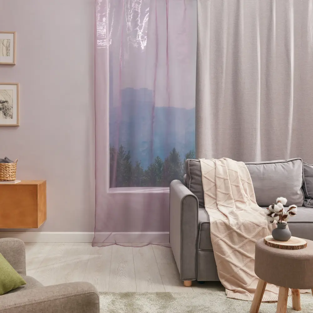 Santreyd Тюль на ленте органза сиреневый 140x260 см 82285193 STLM-0024091