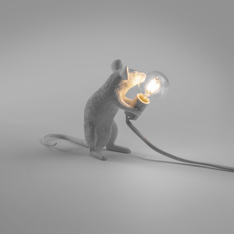 Светильник настольный Mouse Lamp Sitting, белый Seletti 14885 - Вид №3
