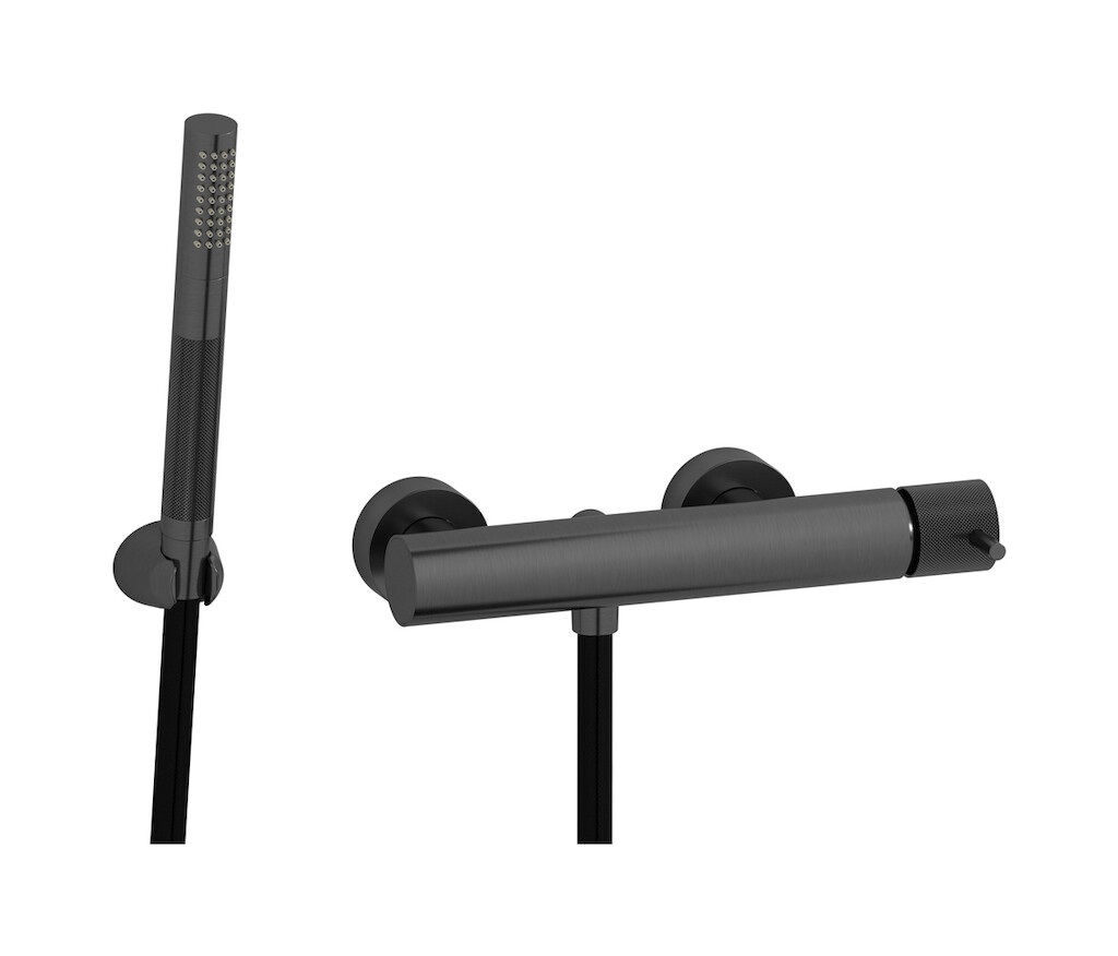 Встроенный смеситель для душа в комплекте с душевым гарнитуром. WE ARE IB id350cs Brushed Black Chrome Industria