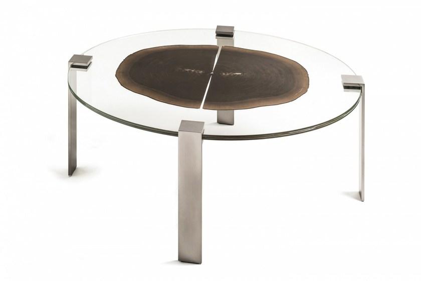 VGnewtrend Овальный журнальный столик из дерева и стекла Foresta sun-id-1387289 - Вид №1