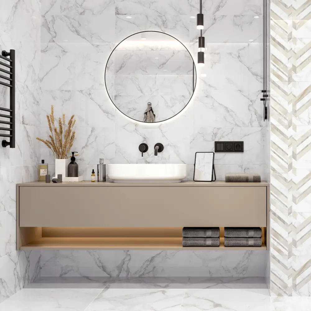 Плитка настенная Marmo Bianco 30х60 см 1.44 м² цвет белый 82794800 STLM-2114728 Golden Tile