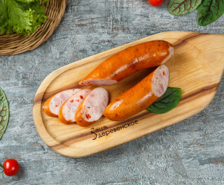 7318 Колбаса Деревенская из индейки п/к кольцо Вкусляндия 