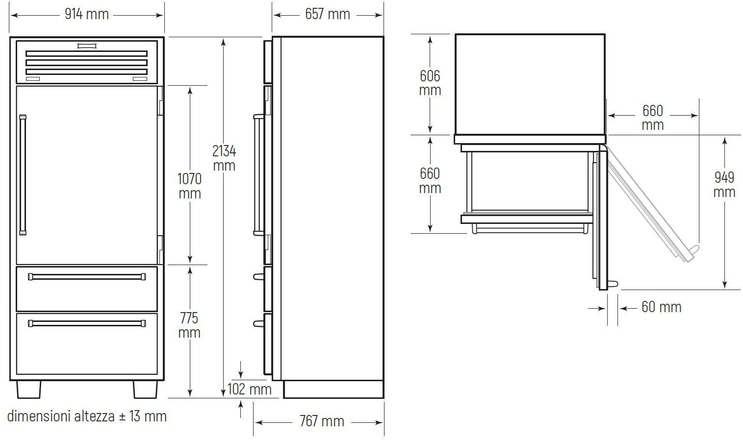 Sub-Zero Холодильник с ящиками из нержавеющей стали со стеклянной дверцей класса а + Pro 48 sun-id-1450922 - Вид №6