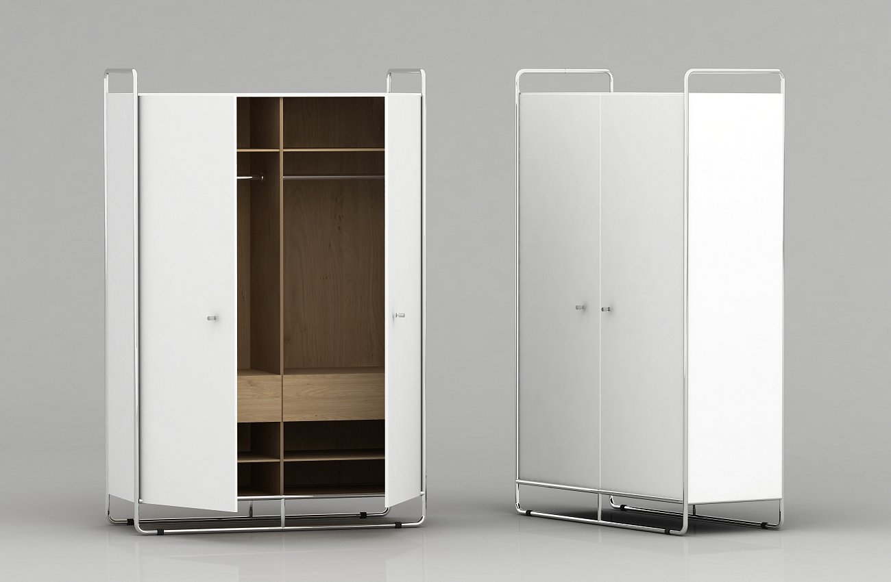Шкаф двухдверный на металлических ножках белый Bauhaus WOODI  00-3966115 Белый  - Вид №3