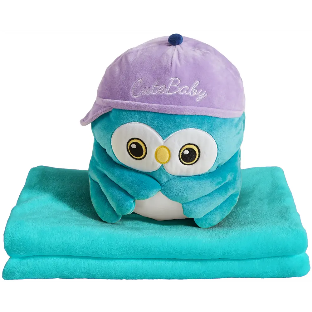 Плед с подушкой Сова 130x170 см велсофт цвет синий Santreyd Подушка с пледом Сова STLM-2100329