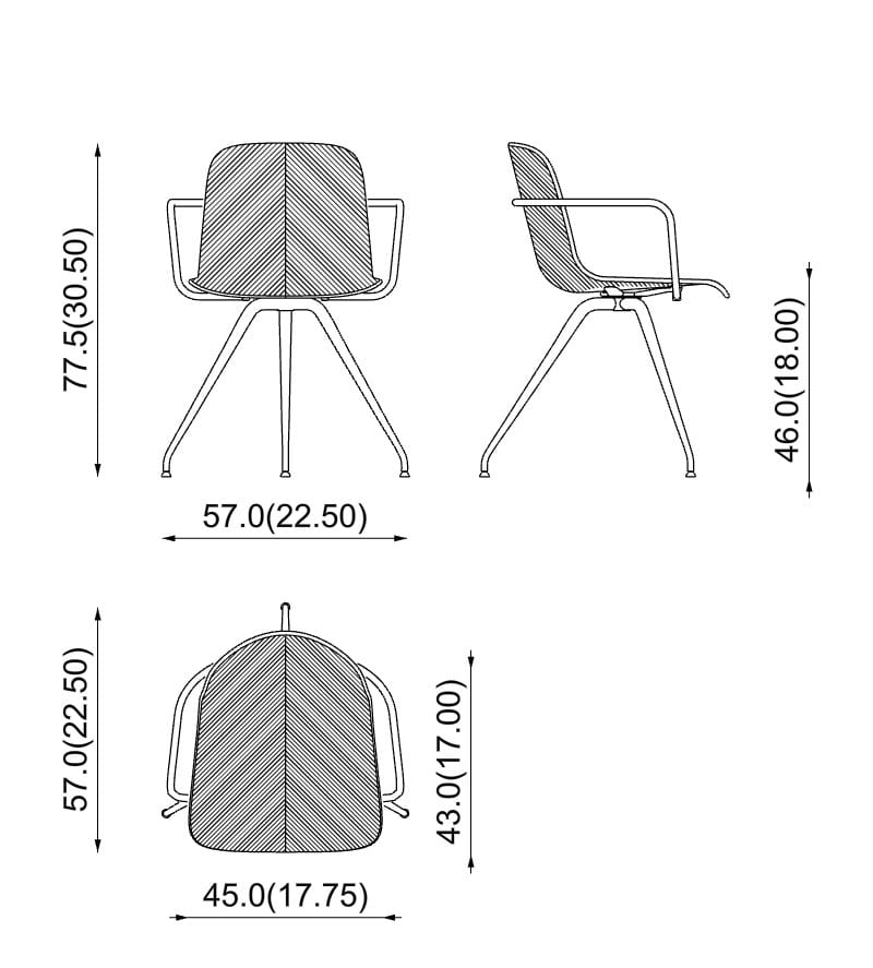 Стальной и деревянный поворотный стул PIAVAL Herringbone-Contract ARCH-00088864 - Вид №6