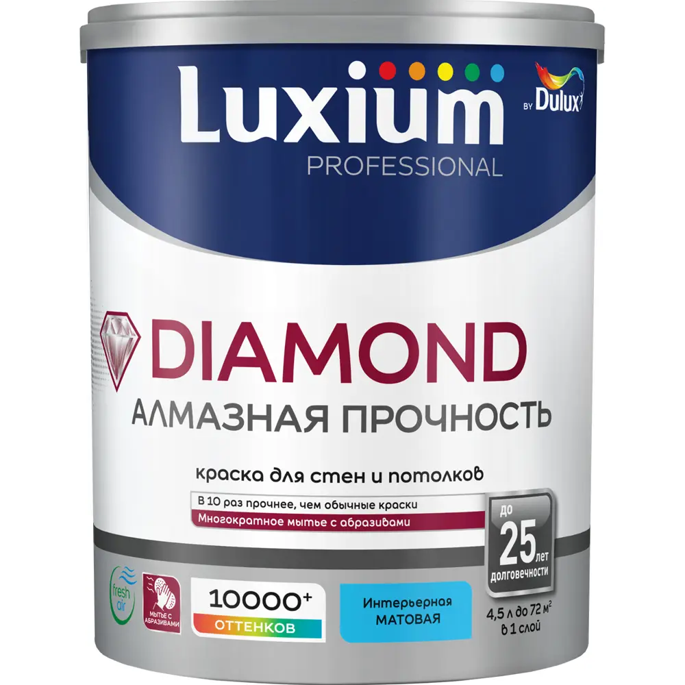 LUXIUM Diamond — матовая моющаяся краска для стен и потолков 89425734 STLM-1570266