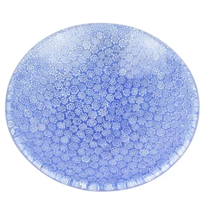 2109 ORIGINALMURANOGLASS Круглое голубое блюдо Помпеи из муранского стекла с миллефиори - блюдце для мелочей- пепельница 8 см