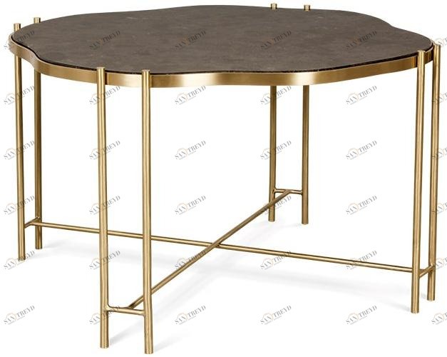 JOSÉ LEITE DE CASTRO Круглый высокий журнальный столик из латуни и мрамора  12904335 