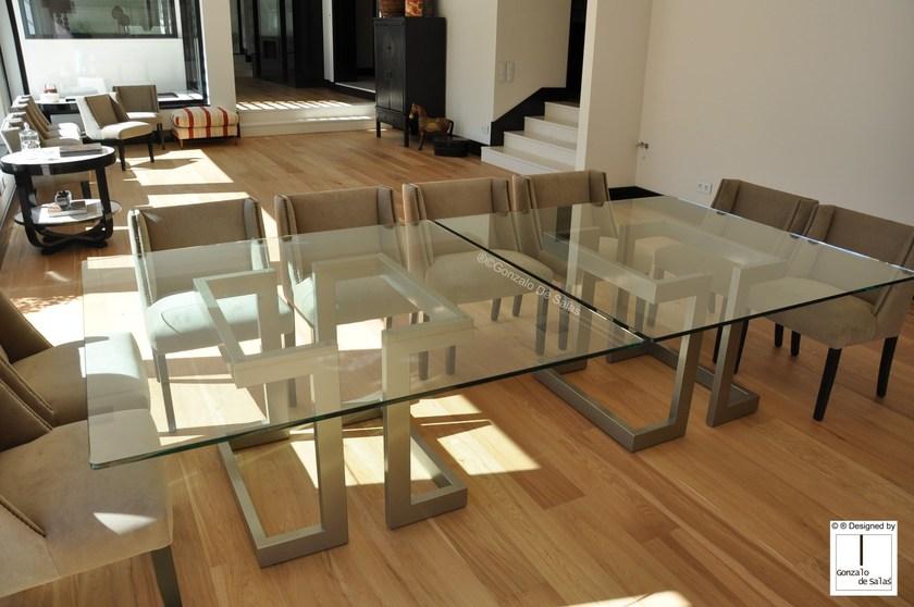 Gonzalo De Salas Квадратный обеденный стол из железа и стекла Lisa sun-id-1388184 - Вид №2