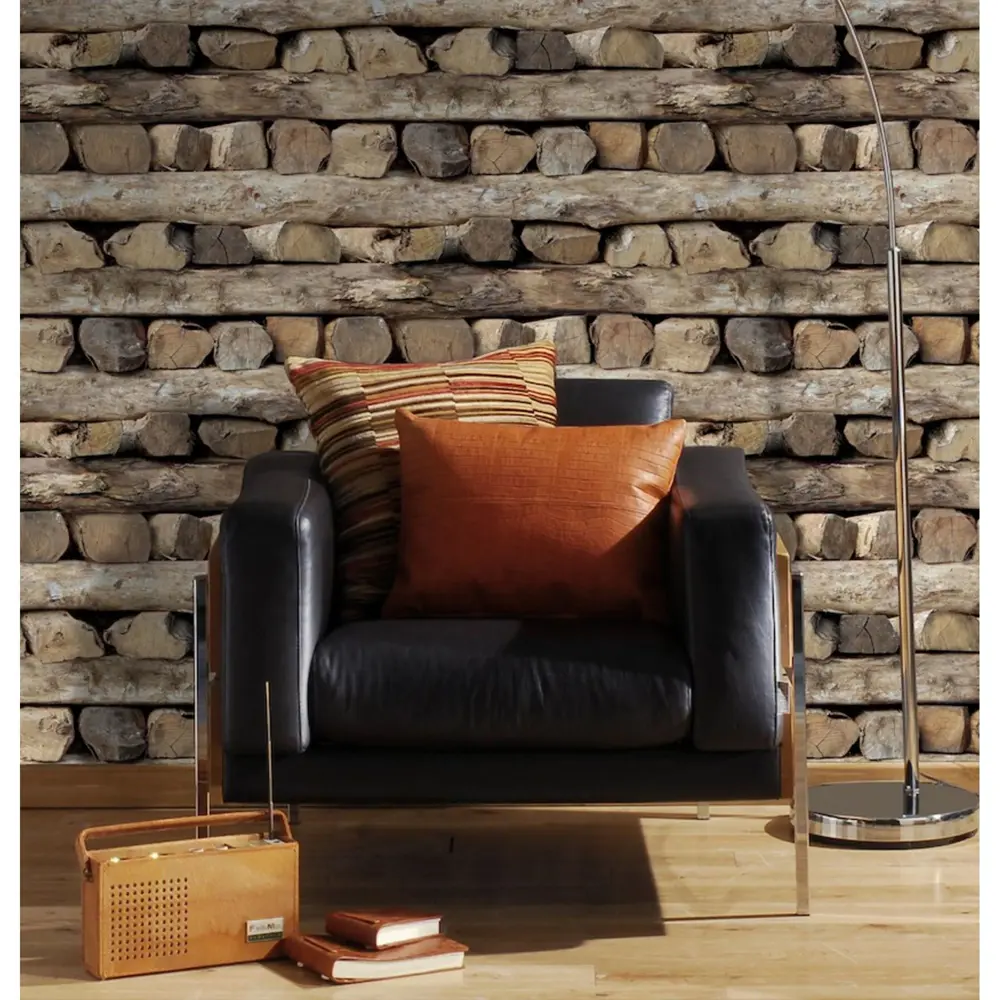 Обои виниловые Брёвна 0.53х10 м цвет коричневый Ra 931808 Rasch Selection Vinyl/Vlies STLM-2050511 - Вид №2