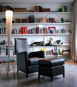 Кожаный съемный пуфик