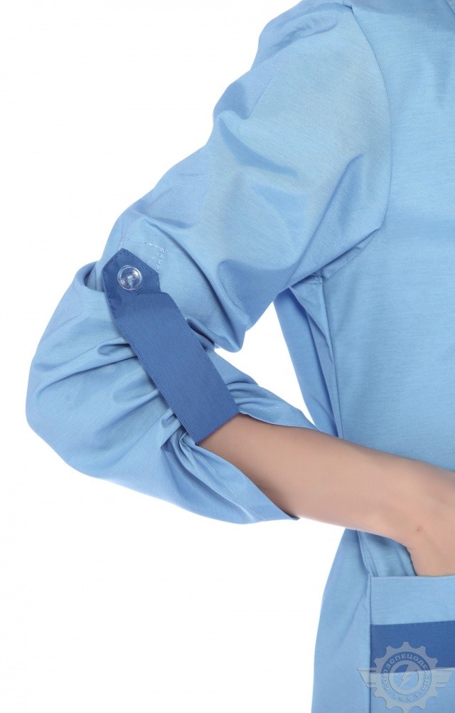 61736 Халат "Радуга" длинный рукав голубой  Одежда для обслуживающего персонала  размер 56 Спецодежда  - Вид №5