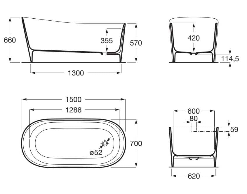 Овальная ванна Stonex® Roca MAUI 248499..0 ARCH-00091667 - Вид №6