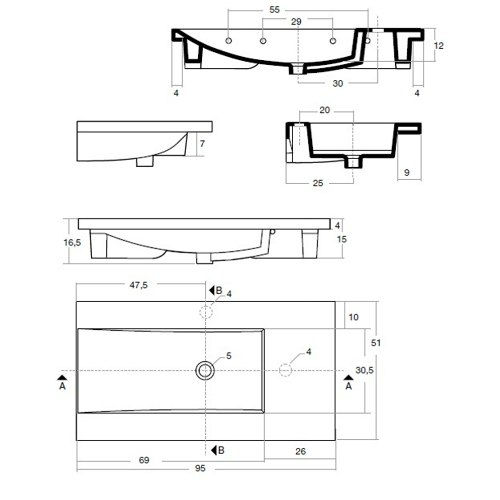 41819 Накладная раковина под столешницу  овальная Santreyd  - Вид №1