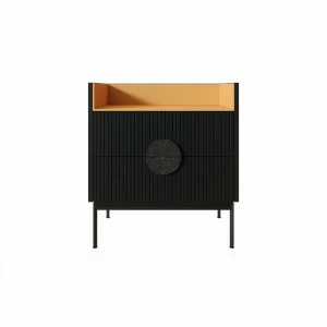 Тумба высокая деревянная 71х64 см черная Alto Yellow BRAGIN DESIGN LIVING 00-3862460 Серый;черный