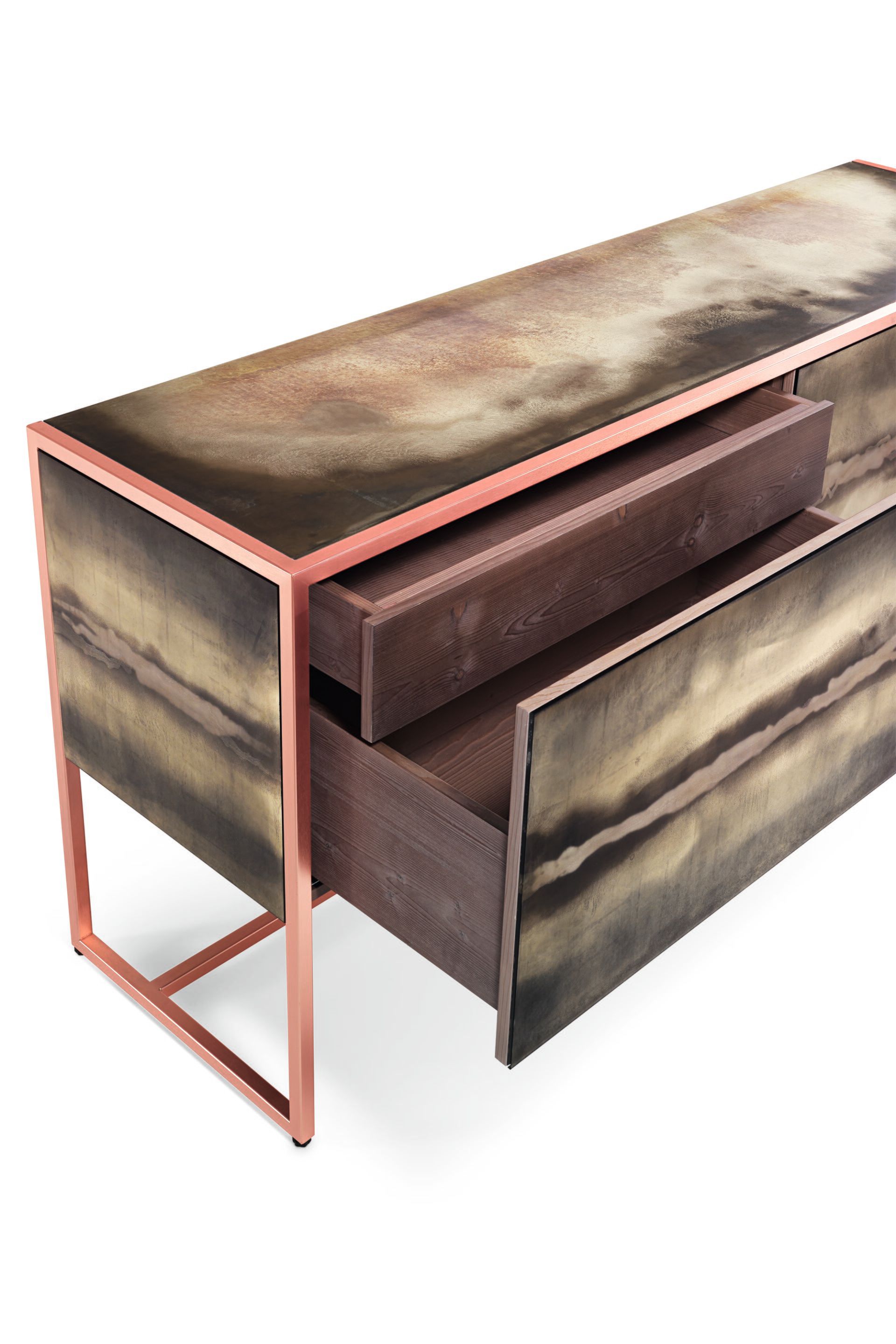 Деревянный шкаф со стеклянными ящиками ARTE VENEZIANA итальянские пейзажи ARCH-00033584 - Вид №2