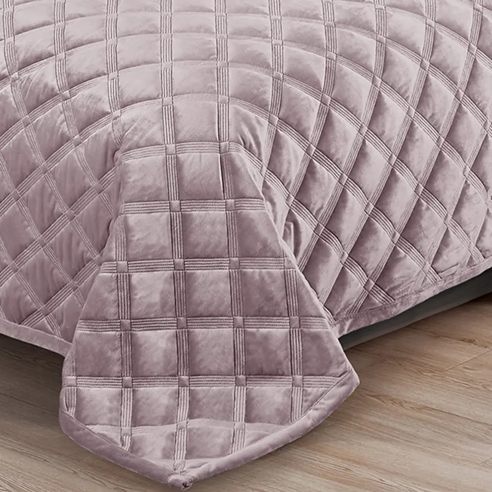 Покрывало 160x220 см велюр клетчатый цвет пудра Santreyd STLM-2137762