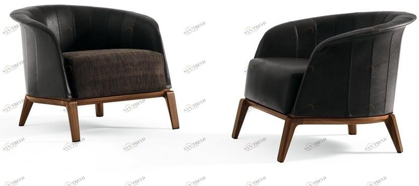 Giorgetti Кожаное кресло с подлокотниками Aura sun-id-1376005