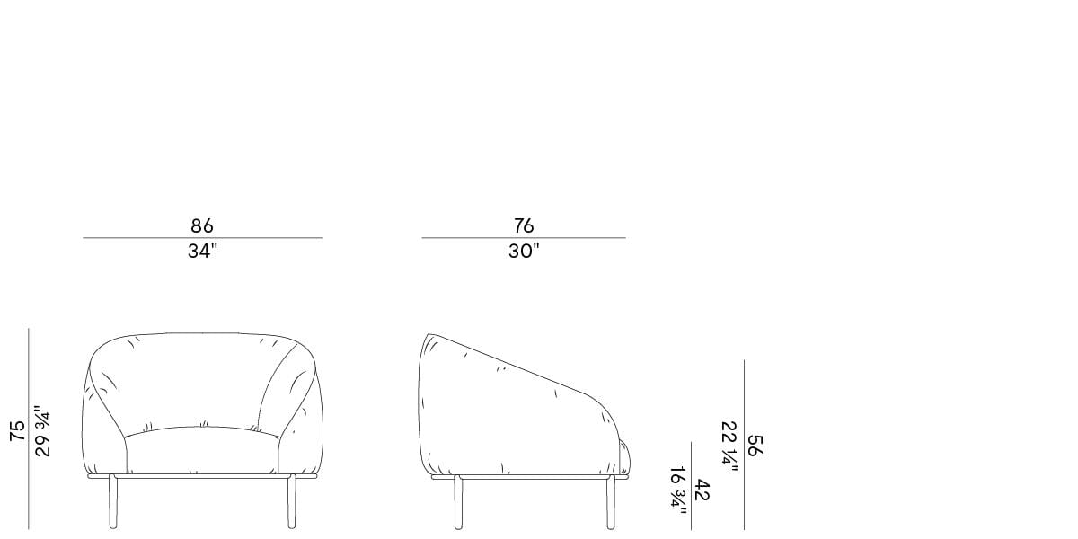 Тканевое кресло с подлокотниками Potocco Yoisho ARCH-00099066 - Вид №3