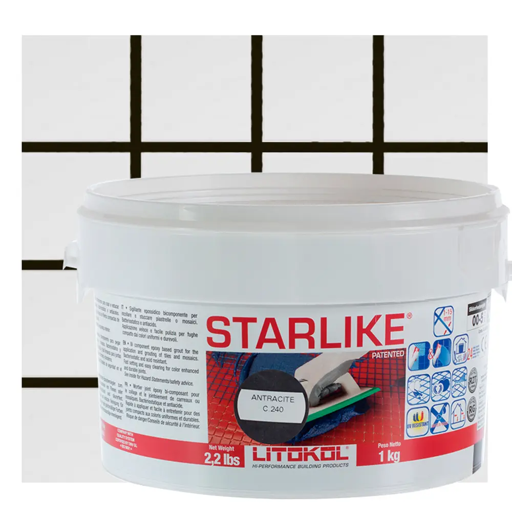Затирка эпоксидная Litokol Litochrom Starlike C.240 цвет чёрный 1 кг Без серии STLM-2189266