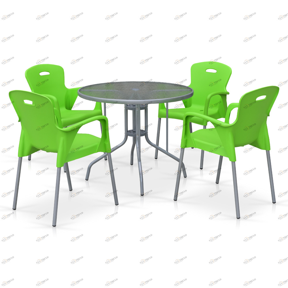 Обеденная группа металлическая на 4 персоны зеленая Afina Green AFINA  00-3881242 Зеленый 