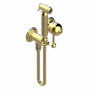 U7E-5840/MBG Комплект для душа, включающий смеситель, армированный шланг 1 м 25 см, ручной душ с курковым распылителем, выход из стены и предохранительный запорный клапан Thg-paris Trocadéro тигровый глаз Золото
