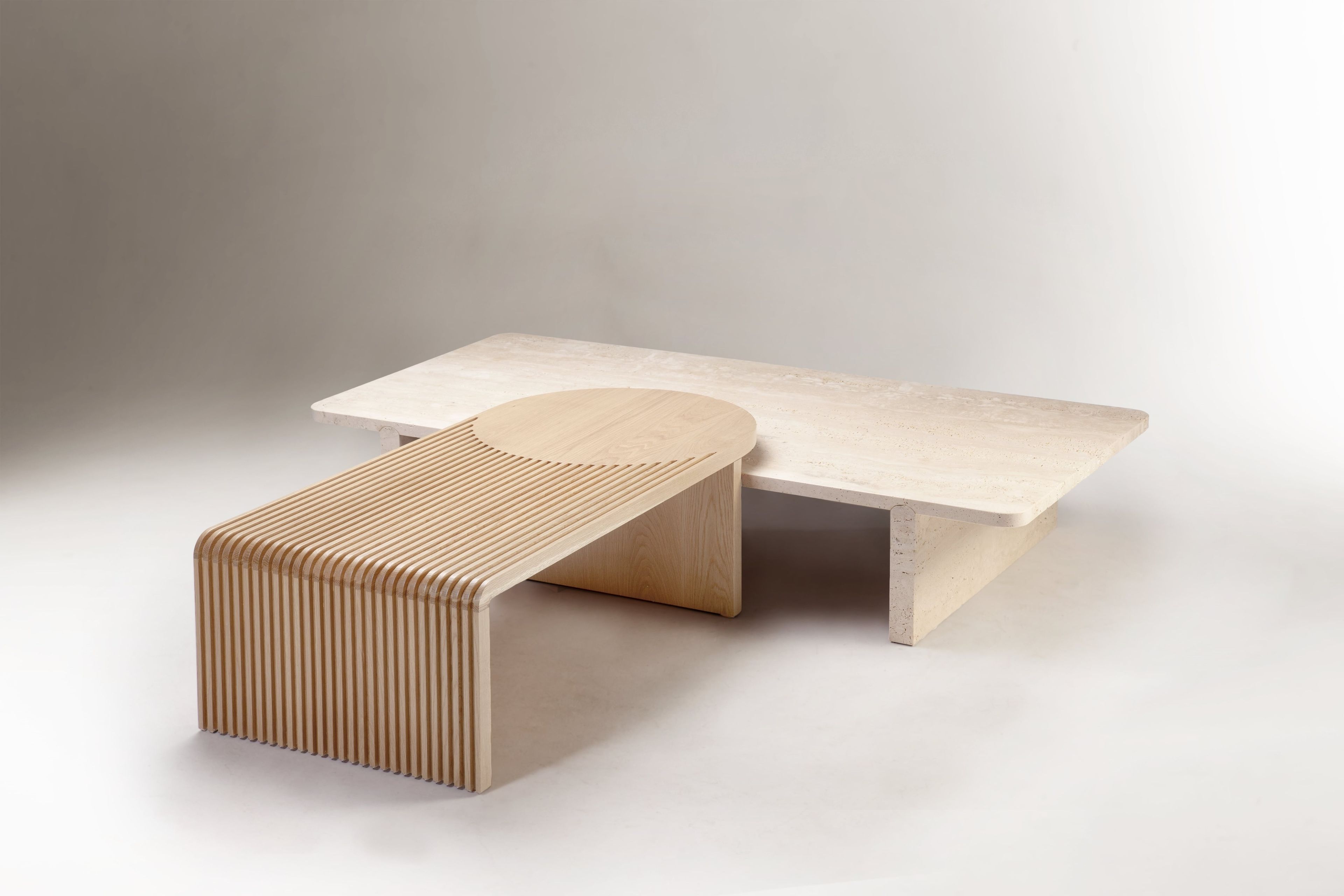 Низкий прямоугольный журнальный столик из травертина DOOQ STICK & STONE ARCH-00150691 - Вид №1