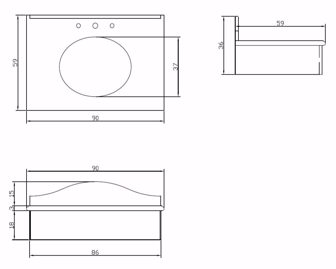 Gentry Home Столешница для умывальника из каррарского мрамора Cambridge 3052 - Вид №2