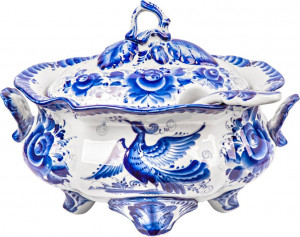 10612894 Гжельский фарфоровый завод Сервиз столовый 6/42 "Дубок" (авт.работа) Фарфор, Керамика