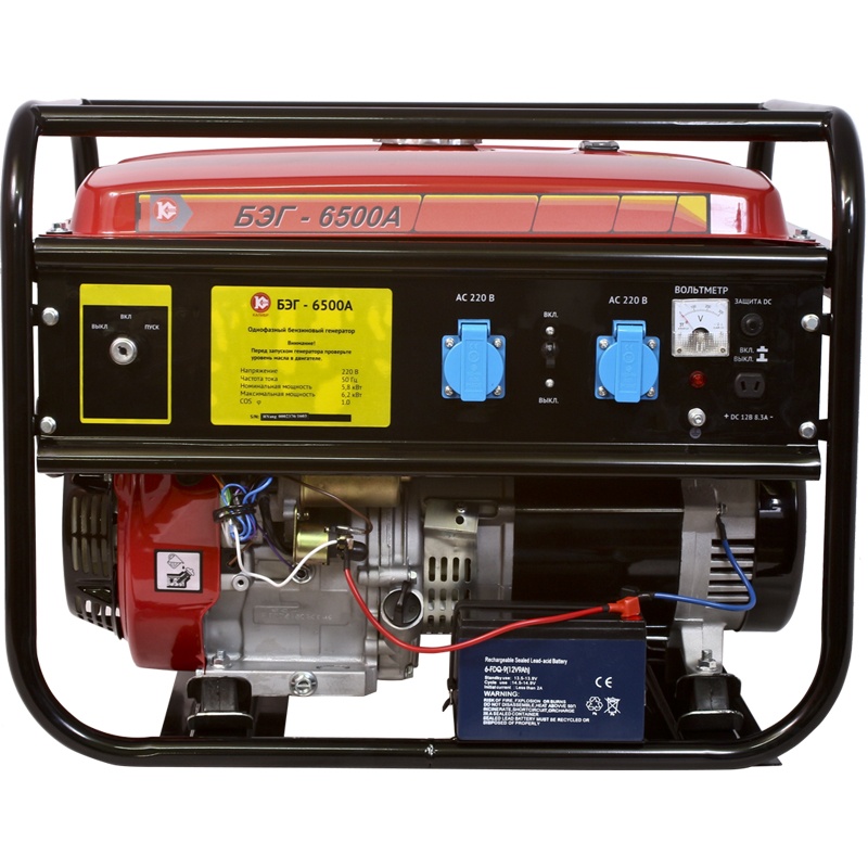Электрогенератор   бензиновый Калибр БЭГ-6500А 1248637 STDN-0035145 - Вид №1