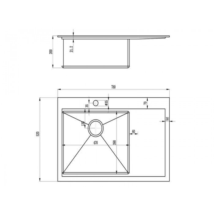 Zorg ZM R-7852-L Мойка кухонная прямоугольная Zorg  - Вид №3