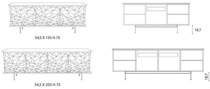 Ozzio Italia Буфет лакированный с распашными дверцами  X305  - Вид №11