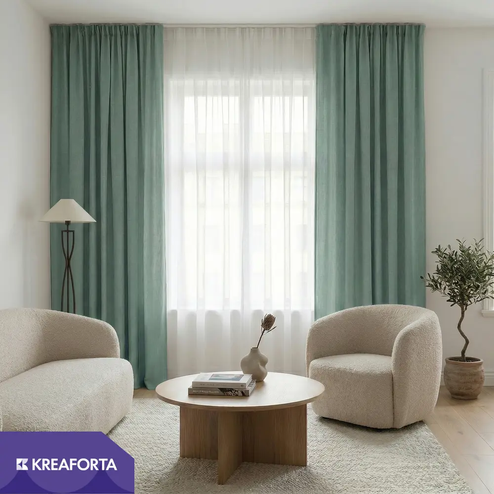 Штора на ленте со скрытыми петлями KREAFORTA Pharu 140x280 см цвет бирюзовый STLM-2007342 - Вид №10